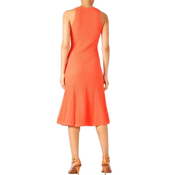 Jason Wu Ember Knit Midi Dress Size Small Viscose Blend Coral Orange Sleeveless - Picture 3 of 11